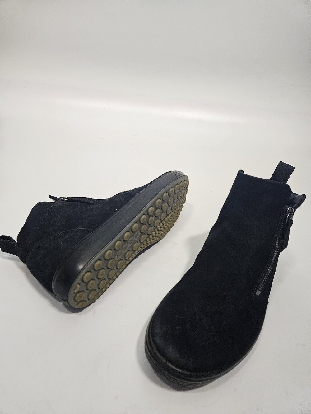 ECCO Soft 7 Tred Women's Zip Black Nubuck Leather Ankle Boots9-9.5 Shoes